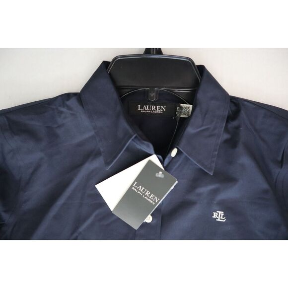 Lauren Ralph Lauren Women's Sz XS Navy Non-Iron Straight-Fit L/S Shirt - Picture 3 of 11